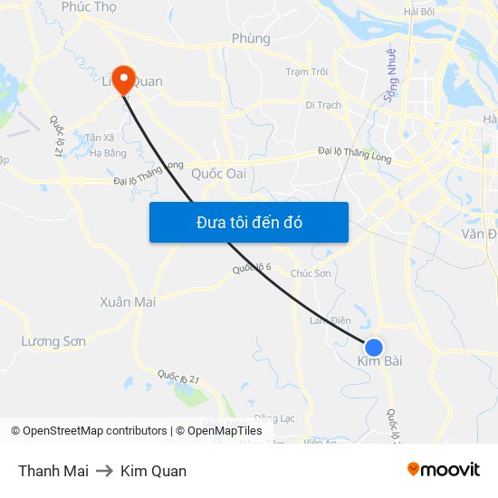 Thanh Mai to Kim Quan map