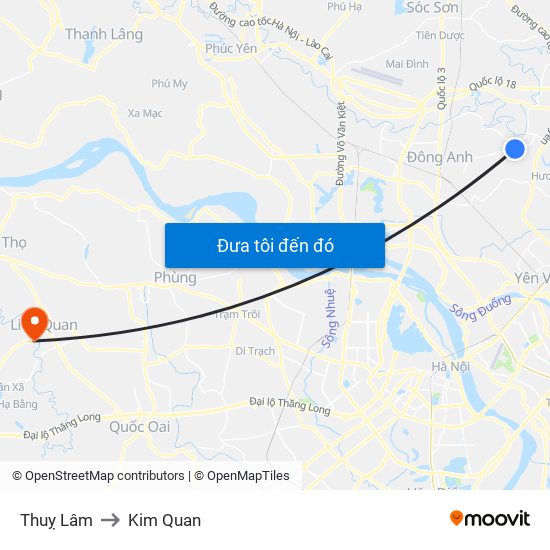 Thuỵ Lâm to Kim Quan map