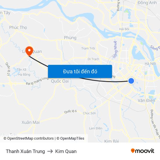 Thanh Xuân Trung to Kim Quan map