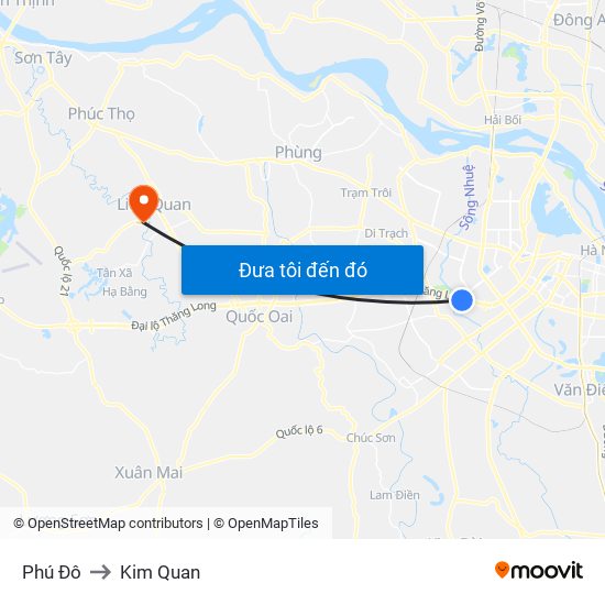 Phú Đô to Kim Quan map