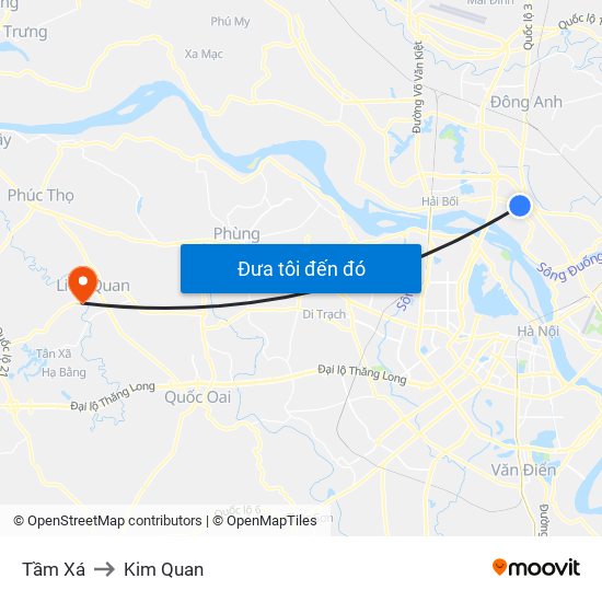 Tầm Xá to Kim Quan map