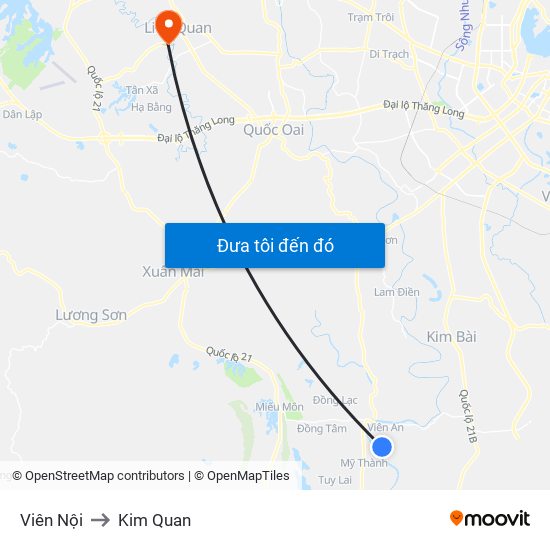 Viên Nội to Kim Quan map