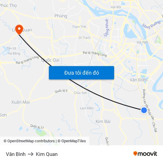 Văn Bình to Kim Quan map
