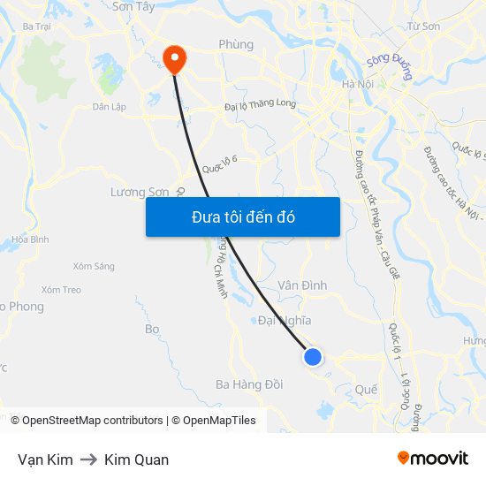 Vạn Kim to Kim Quan map