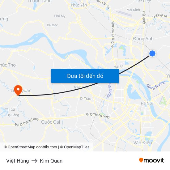 Việt Hùng to Kim Quan map
