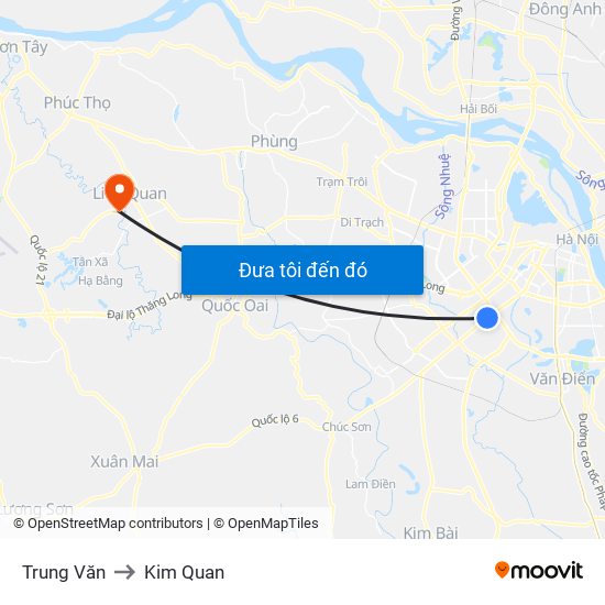 Trung Văn to Kim Quan map