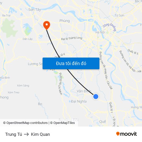 Trung Tú to Kim Quan map