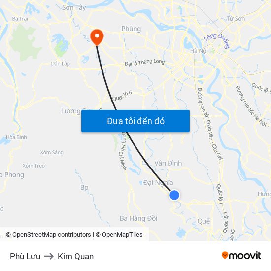 Phù Lưu to Kim Quan map