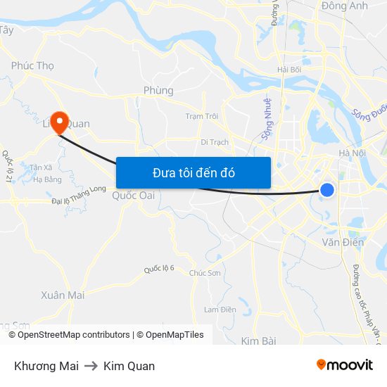 Khương Mai to Kim Quan map