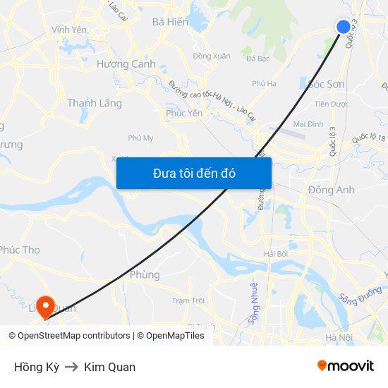 Hồng Kỳ to Kim Quan map