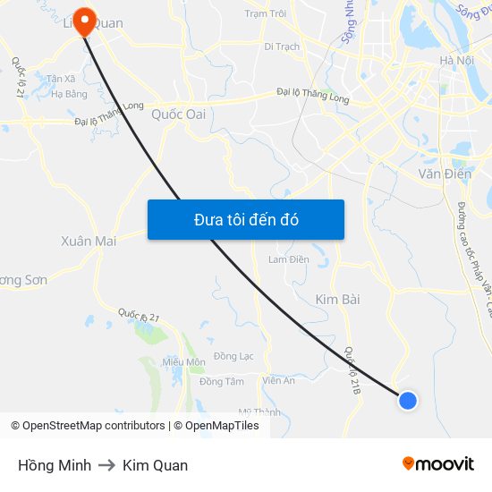 Hồng Minh to Kim Quan map