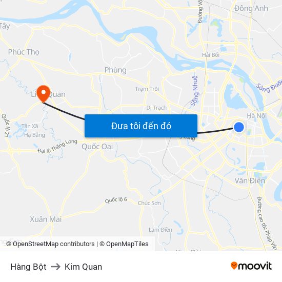 Hàng Bột to Kim Quan map
