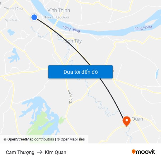 Cam Thượng to Kim Quan map