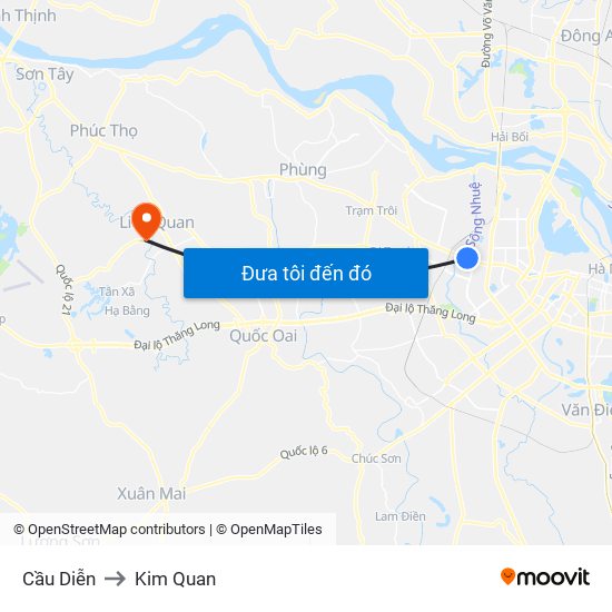 Cầu Diễn to Kim Quan map