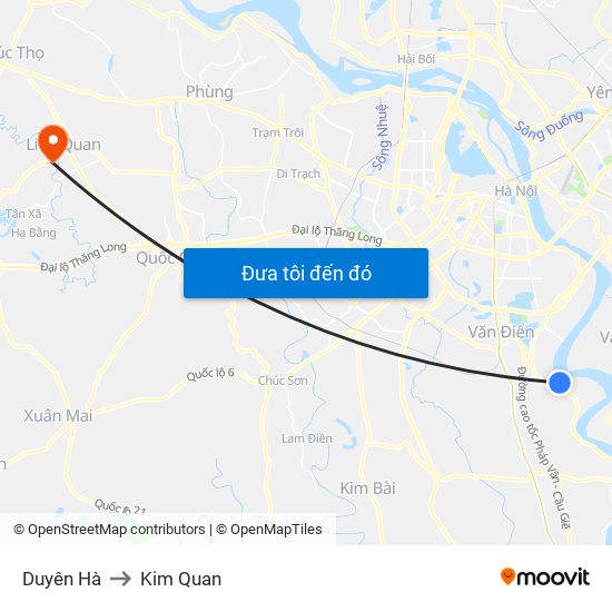 Duyên Hà to Kim Quan map