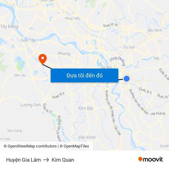 Huyện Gia Lâm to Kim Quan map