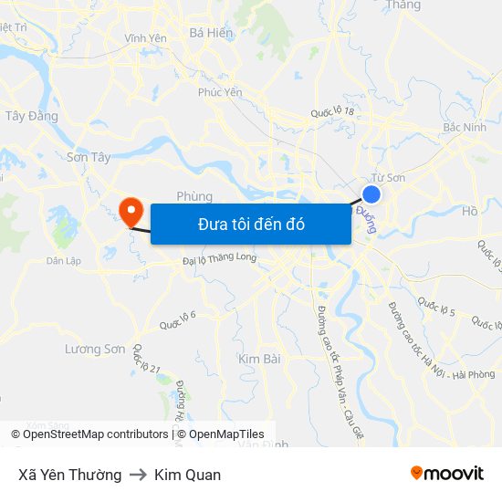 Xã Yên Thường to Kim Quan map