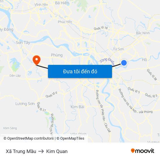 Xã Trung Mầu to Kim Quan map