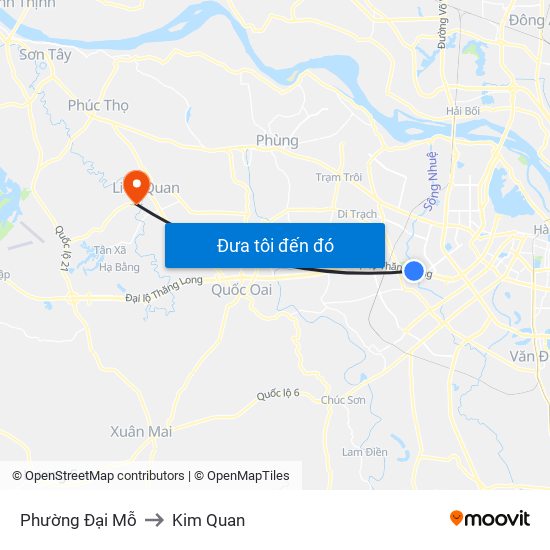 Phường Đại Mỗ to Kim Quan map