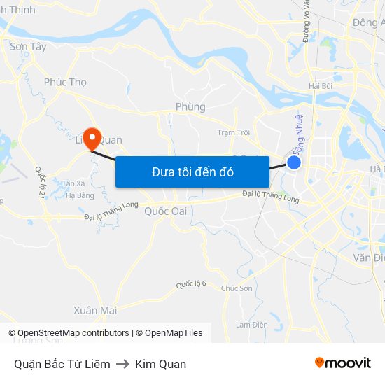 Quận Bắc Từ Liêm to Kim Quan map
