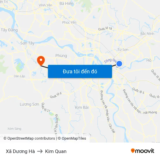 Xã Dương Hà to Kim Quan map