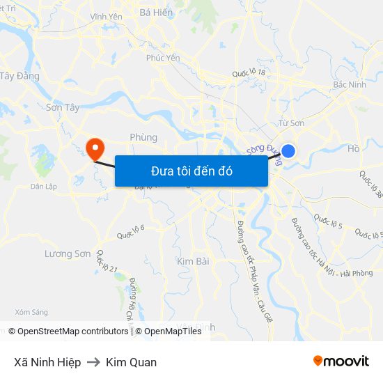 Xã Ninh Hiệp to Kim Quan map
