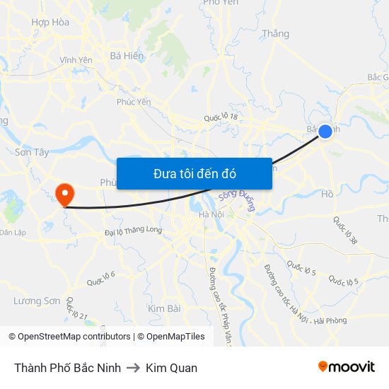 Thành Phố Bắc Ninh to Kim Quan map