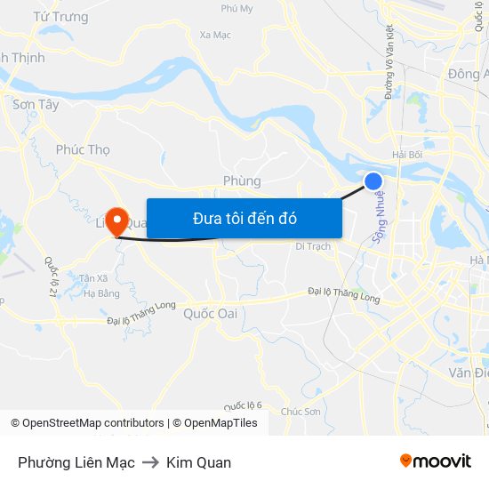 Phường Liên Mạc to Kim Quan map