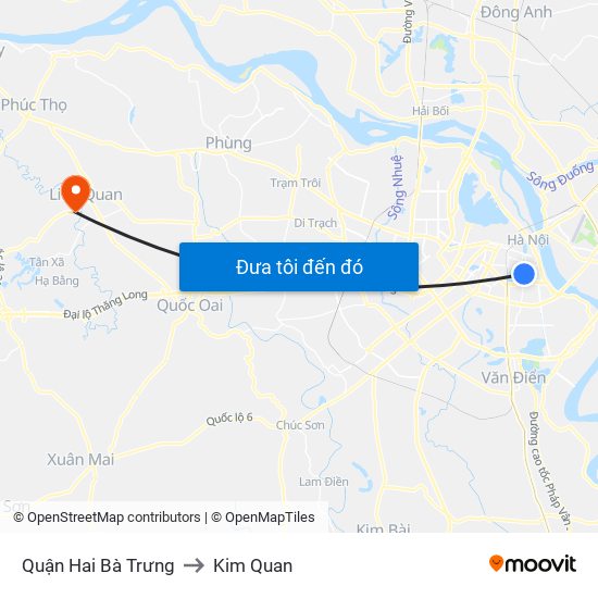 Quận Hai Bà Trưng to Kim Quan map