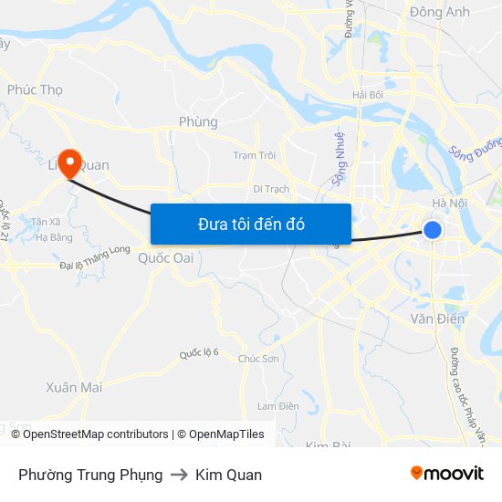 Phường Trung Phụng to Kim Quan map