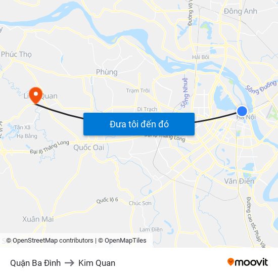 Quận Ba Đình to Kim Quan map