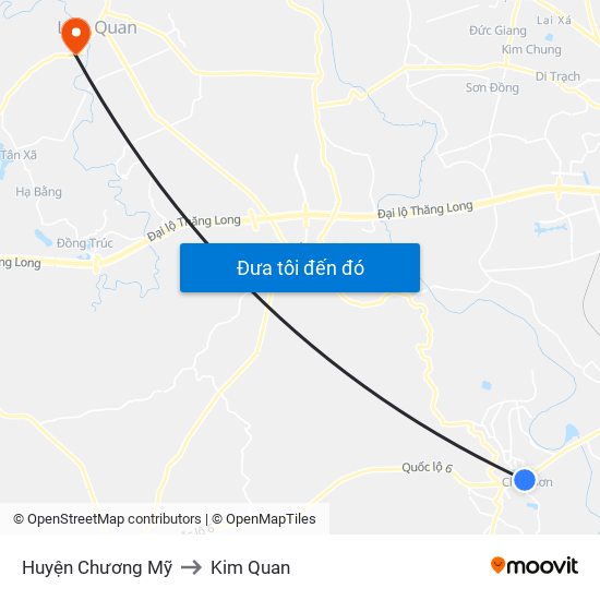 Huyện Chương Mỹ to Kim Quan map