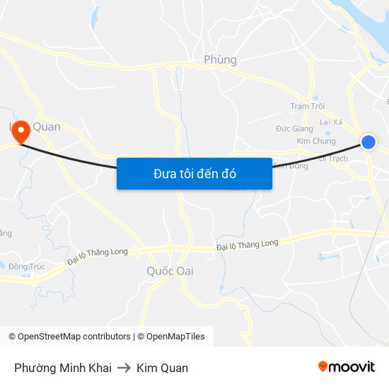 Phường Minh Khai to Kim Quan map