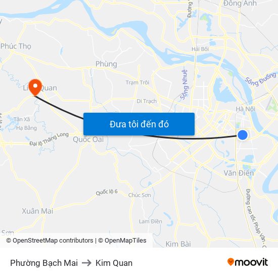 Phường Bạch Mai to Kim Quan map