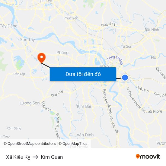 Xã Kiêu Kỵ to Kim Quan map