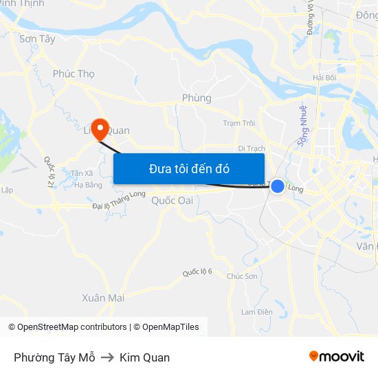 Phường Tây Mỗ to Kim Quan map