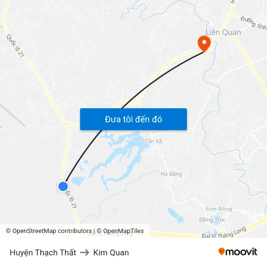 Huyện Thạch Thất to Kim Quan map