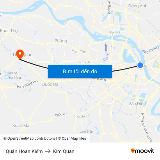 Quận Hoàn Kiếm to Kim Quan map