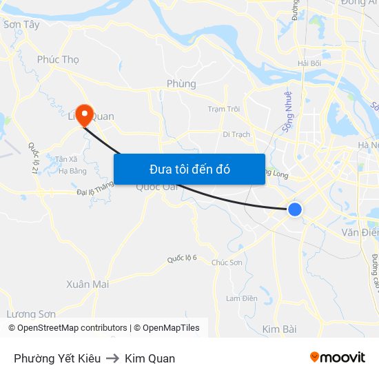 Phường Yết Kiêu to Kim Quan map