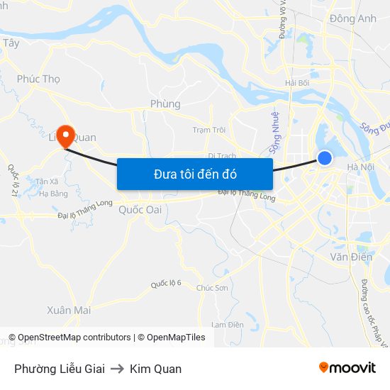 Phường Liễu Giai to Kim Quan map