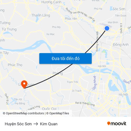 Huyện Sóc Sơn to Kim Quan map