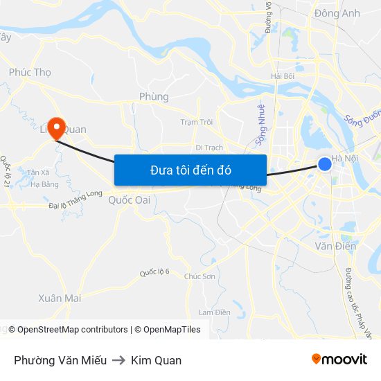 Phường Văn Miếu to Kim Quan map