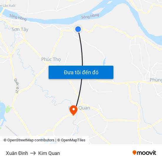 Xuân Đình to Kim Quan map