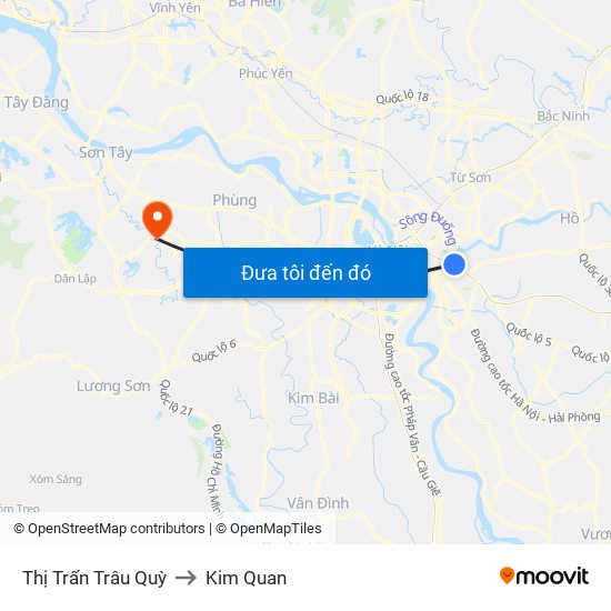 Thị Trấn Trâu Quỳ to Kim Quan map