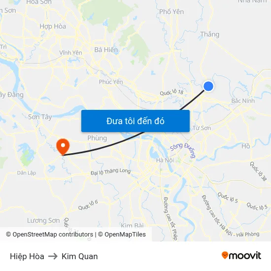 Hiệp Hòa to Kim Quan map