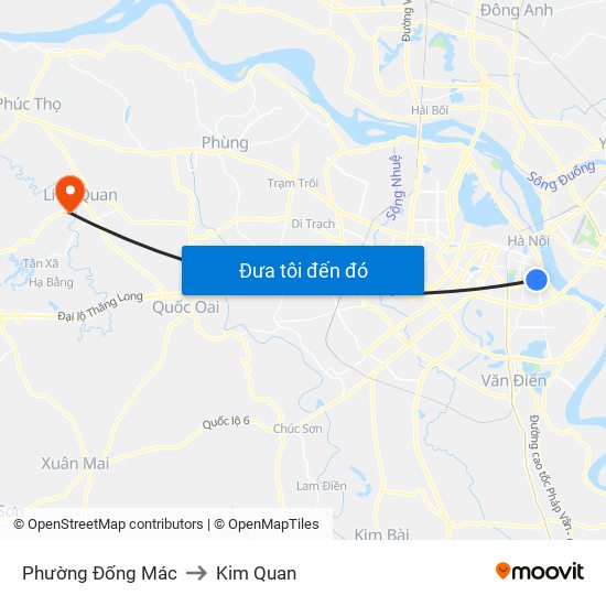 Phường Đống Mác to Kim Quan map
