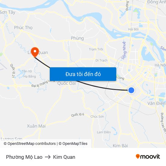 Phường Mộ Lao to Kim Quan map
