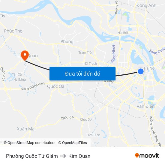 Phường Quốc Tử Giám to Kim Quan map