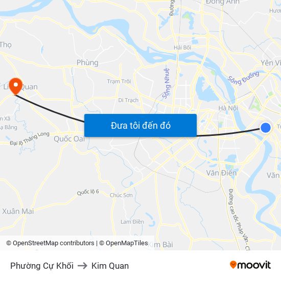 Phường Cự Khối to Kim Quan map