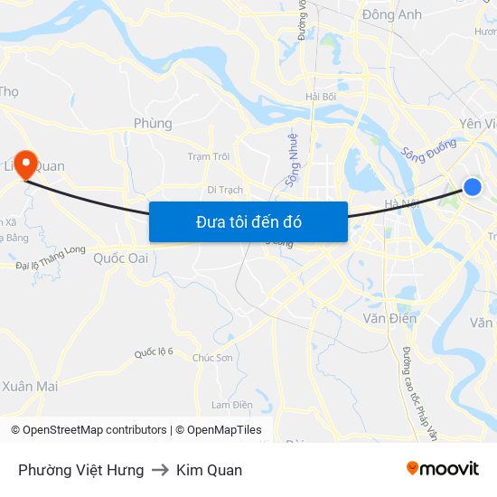 Phường Việt Hưng to Kim Quan map